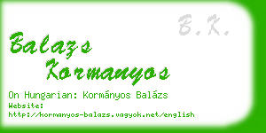 balazs kormanyos business card